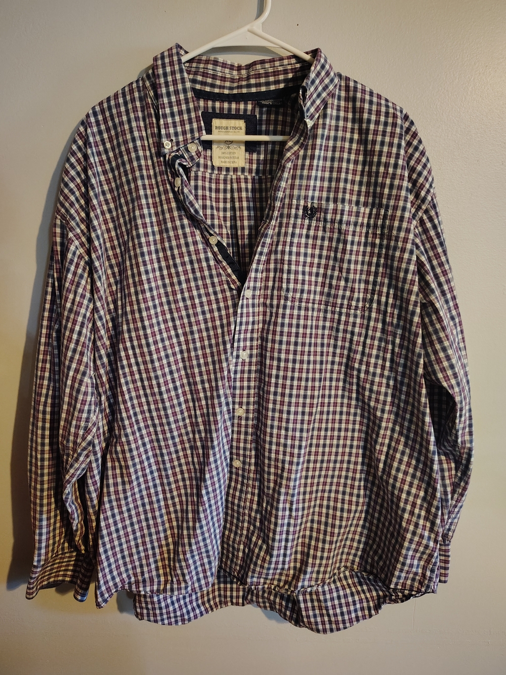 Rough Stock Men's Plaid Long-Sleeve Button-Down Shirt